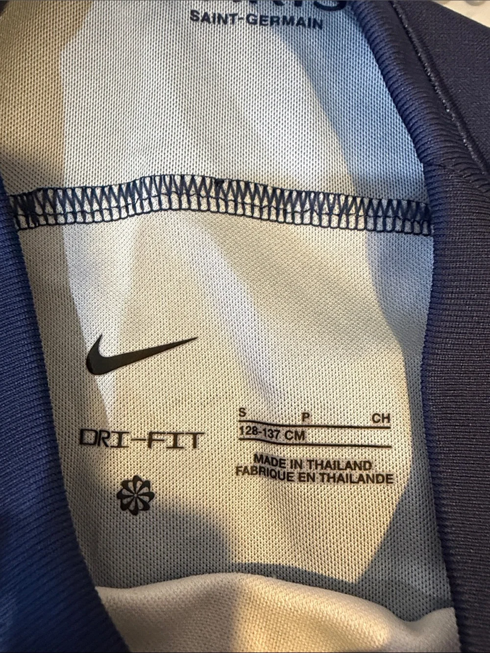 Nike Youth PSG Navy Soccer Jersey with White and Red Stripes